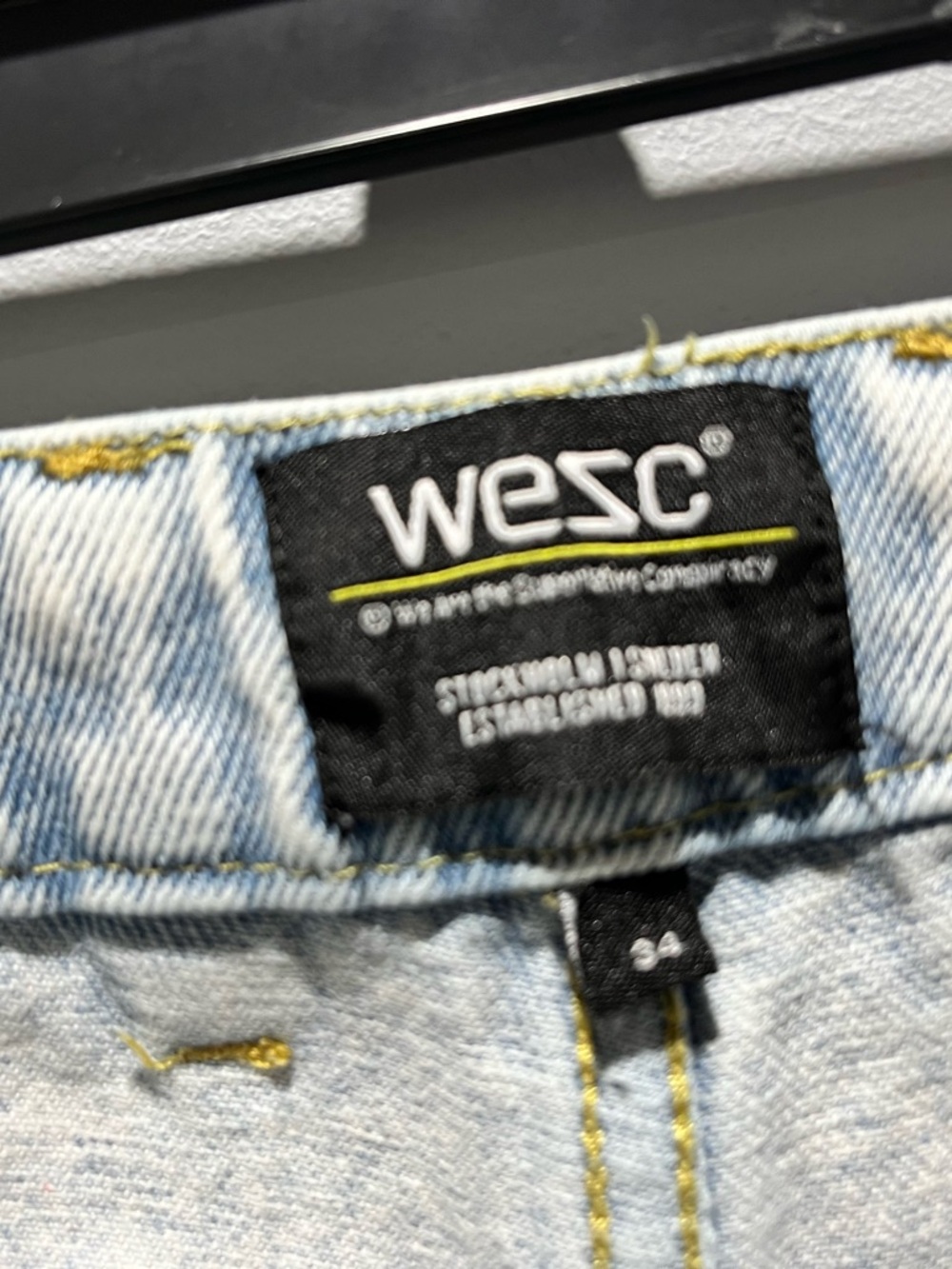 Men's WeSC Denim Carpenter Shorts Light Wash Skater‎ Jorts Baggy Size 34 - Picture 4 of 9